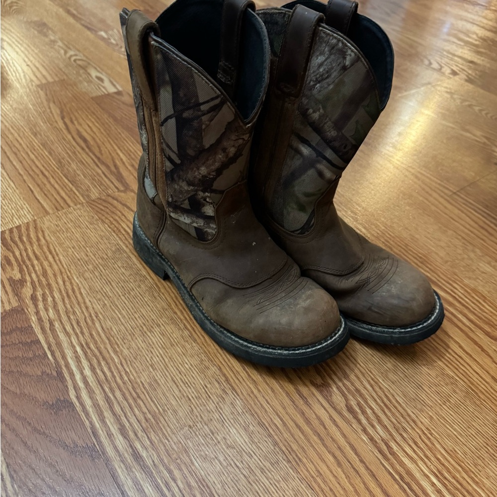 Brown Leather Camo Boots